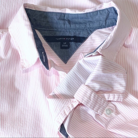 TOMMY HILFIGER Pink and White Striped Button Up - Picture 7 of 7